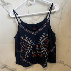 Stylish Navy Blue Tribal Print Tank Top